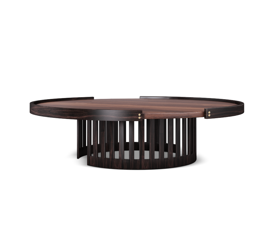 Richard Center Table in smoked walnut wood and oak