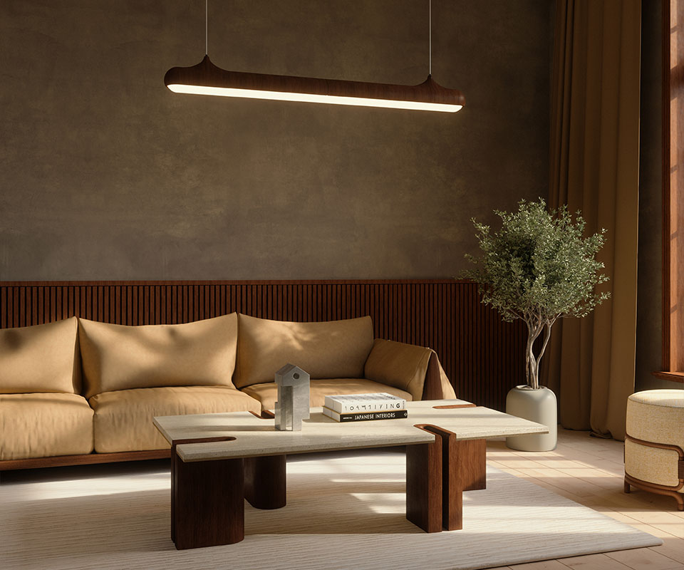 Grenville Center Tables - Travertine X Walnut Wood