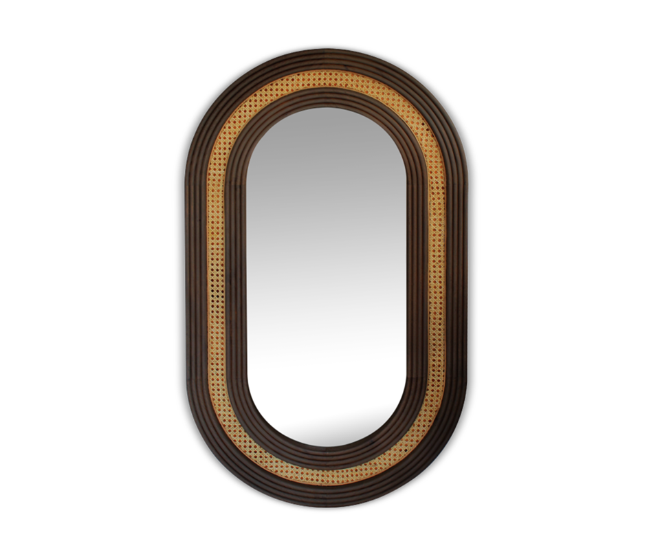Hudson Wall Mirror with rattan